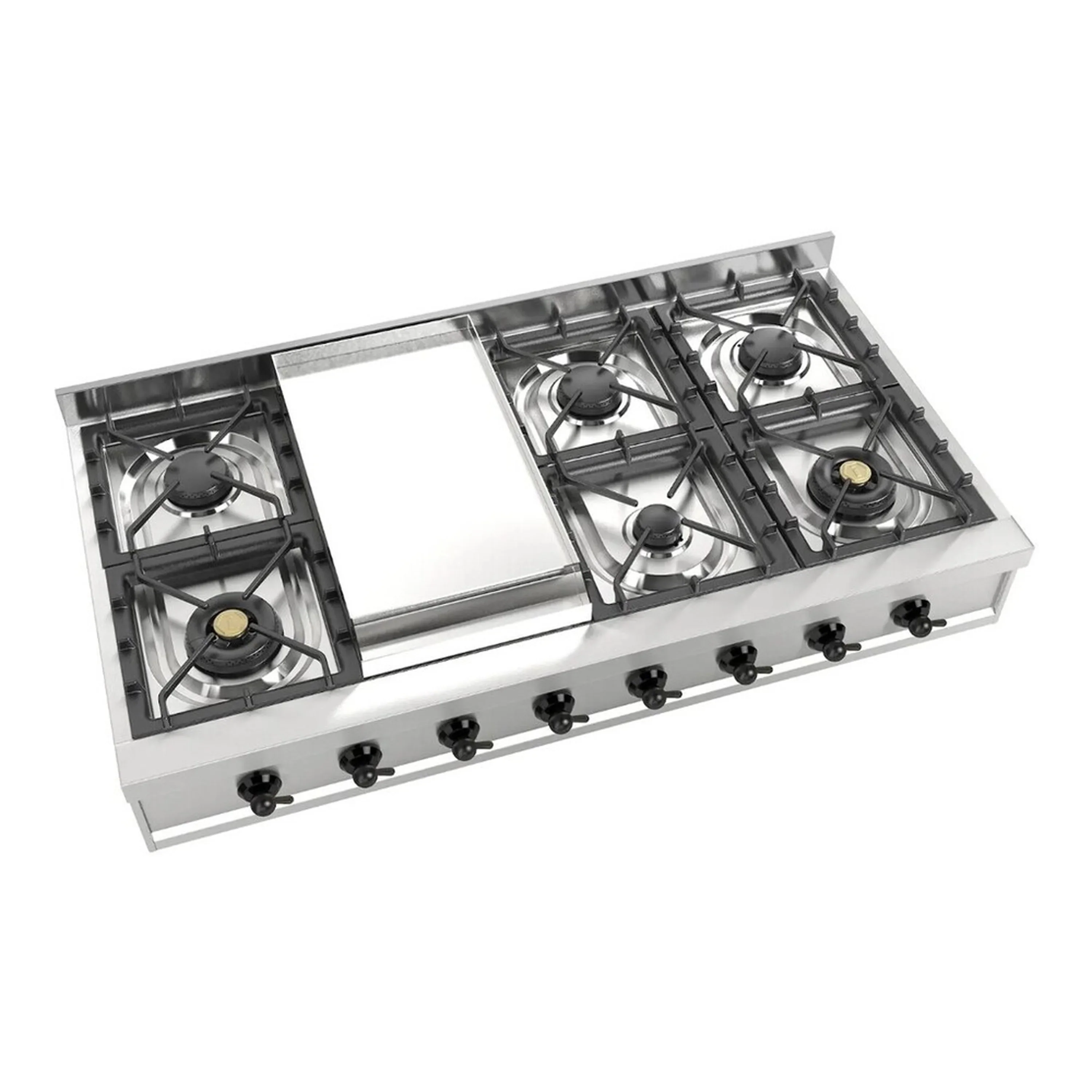 ILVE Nostalgie II 48 inch Built-In Natural Gas Rangetop with Griddle, in Stainless Steel (UHCP48FNSSB) - Image 3