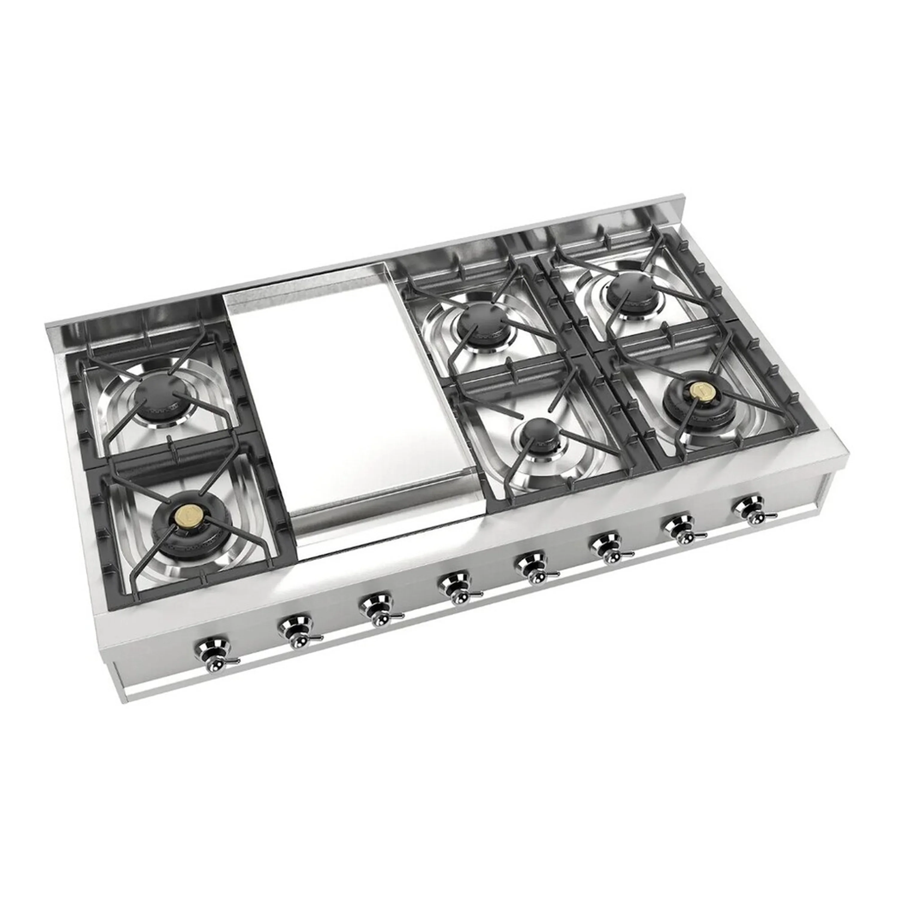 ILVE Nostalgie II 48 inch Built-In Propane Gas Rangetop with Griddle, in Stainless Steel (UHCP48FNSSCLP) - Image 3