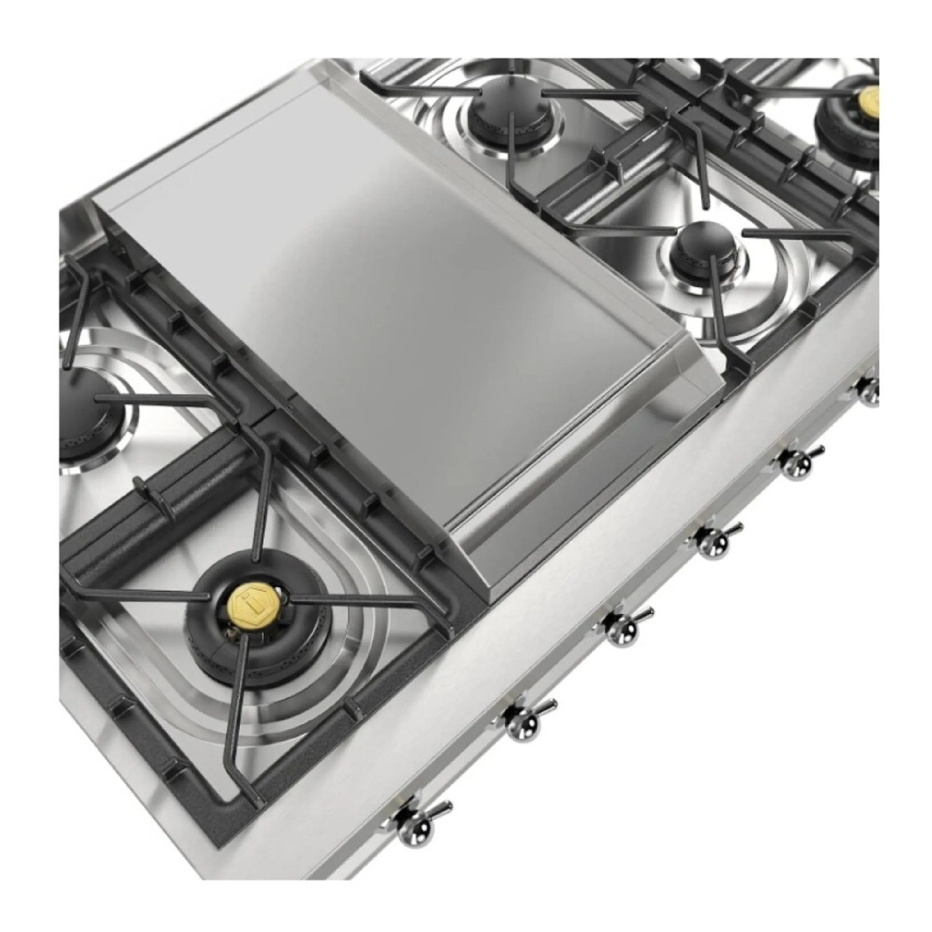 ILVE Nostalgie II 48 inch Built-In Propane Gas Rangetop with Griddle, in Stainless Steel (UHCP48FNSSCLP) - Image 5