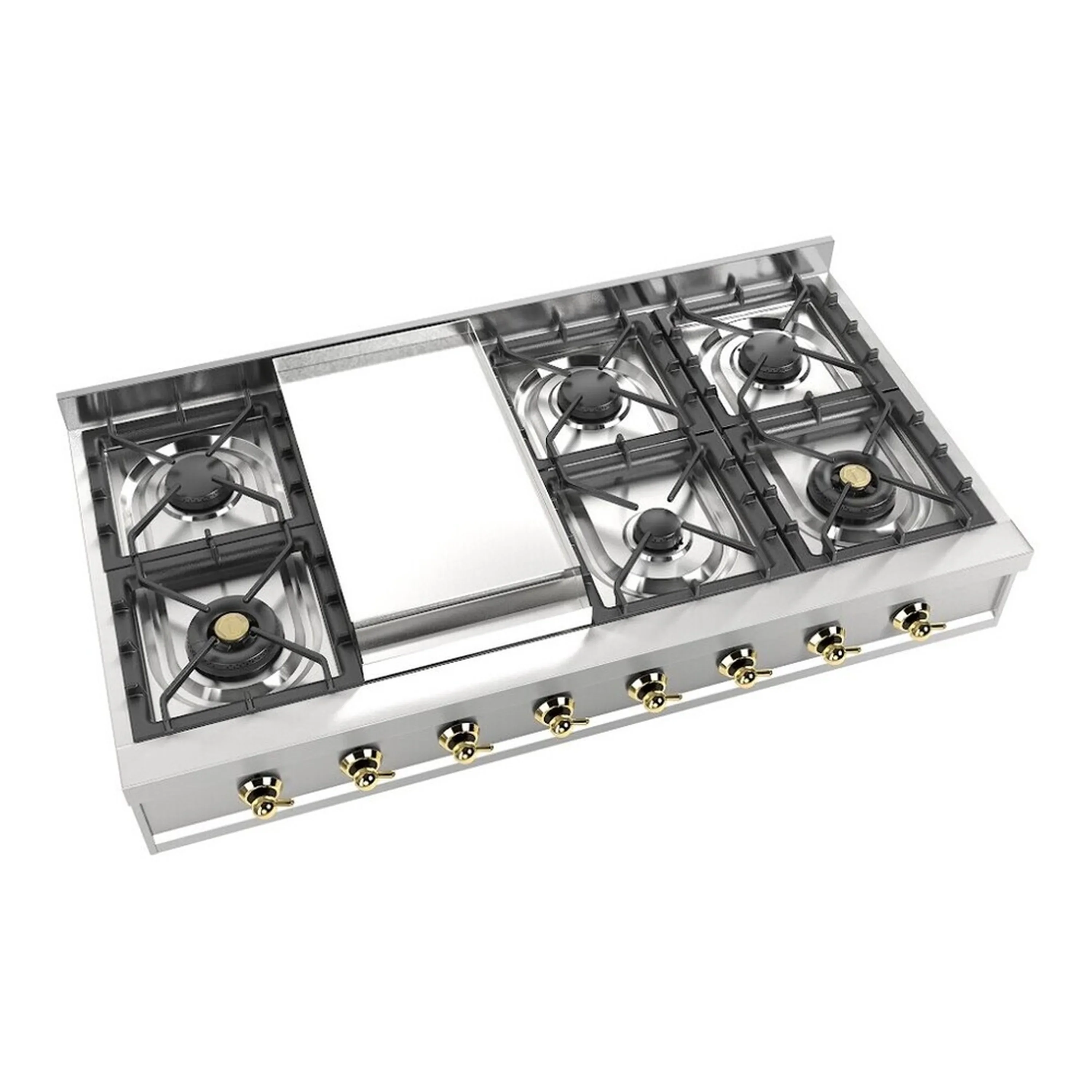 ILVE Nostalgie II 48-Inch Built-In Propane Gas Rangetop with Griddle in Stainless Steel (UHCP48FNSSG) - Image 3
