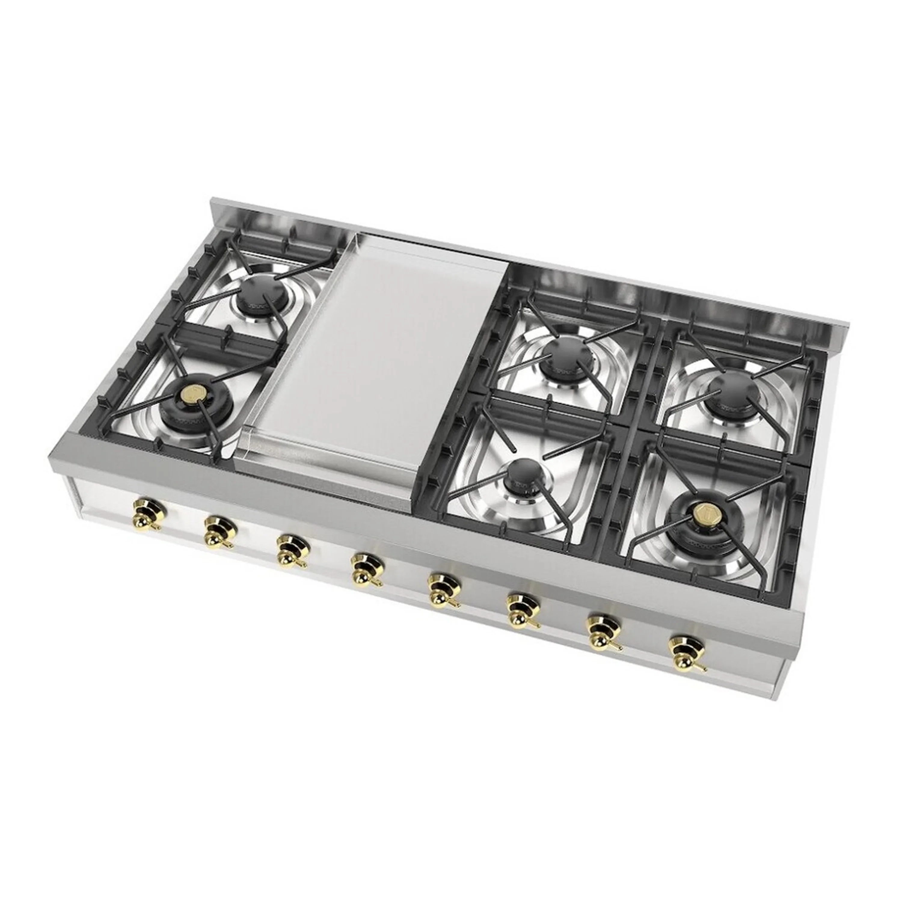 ILVE Nostalgie II 48-Inch Built-In Propane Gas Rangetop with Griddle in Stainless Steel (UHCP48FNSSG) - Image 4