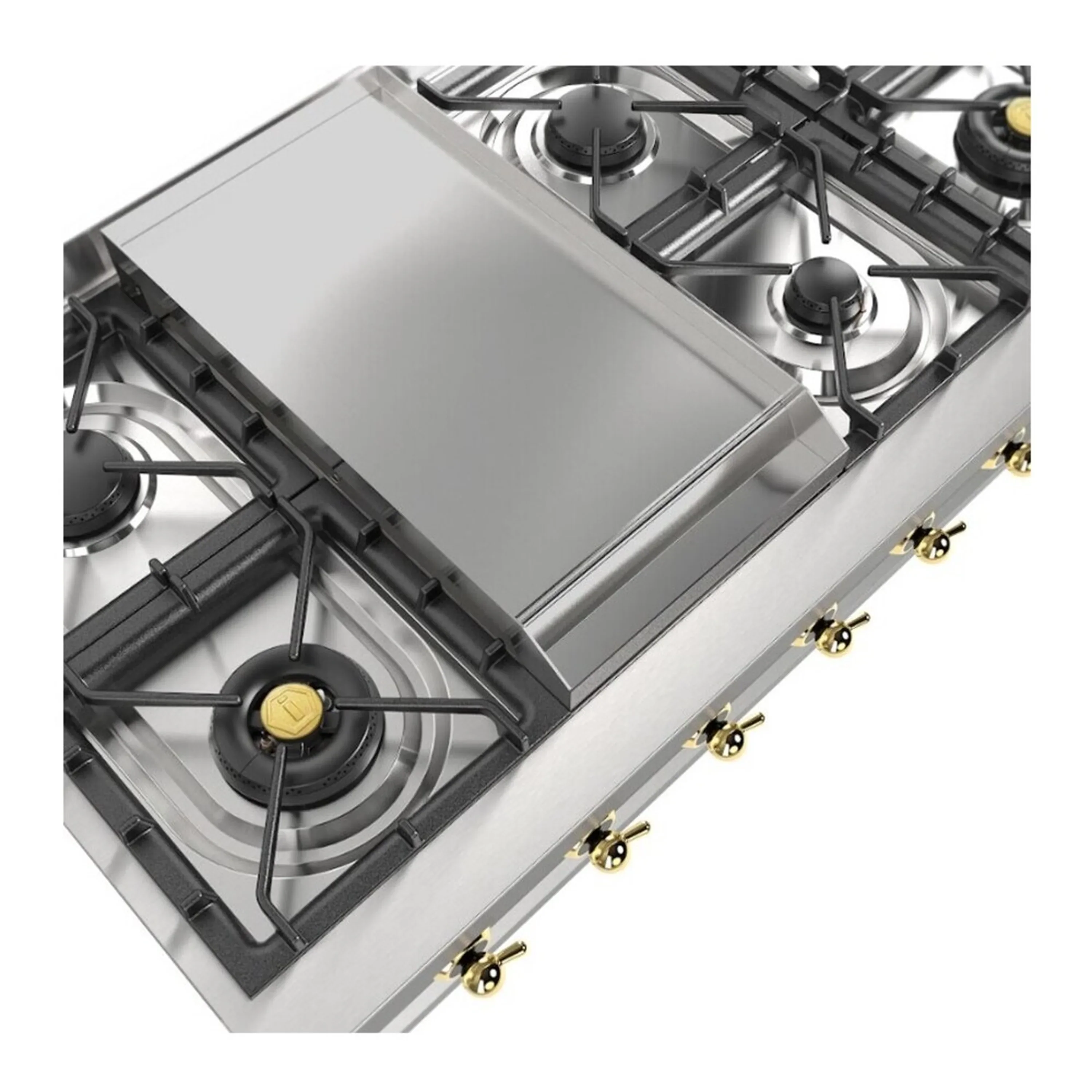 ILVE Nostalgie II 48-Inch Built-In Propane Gas Rangetop with Griddle in Stainless Steel (UHCP48FNSSG) - Image 5