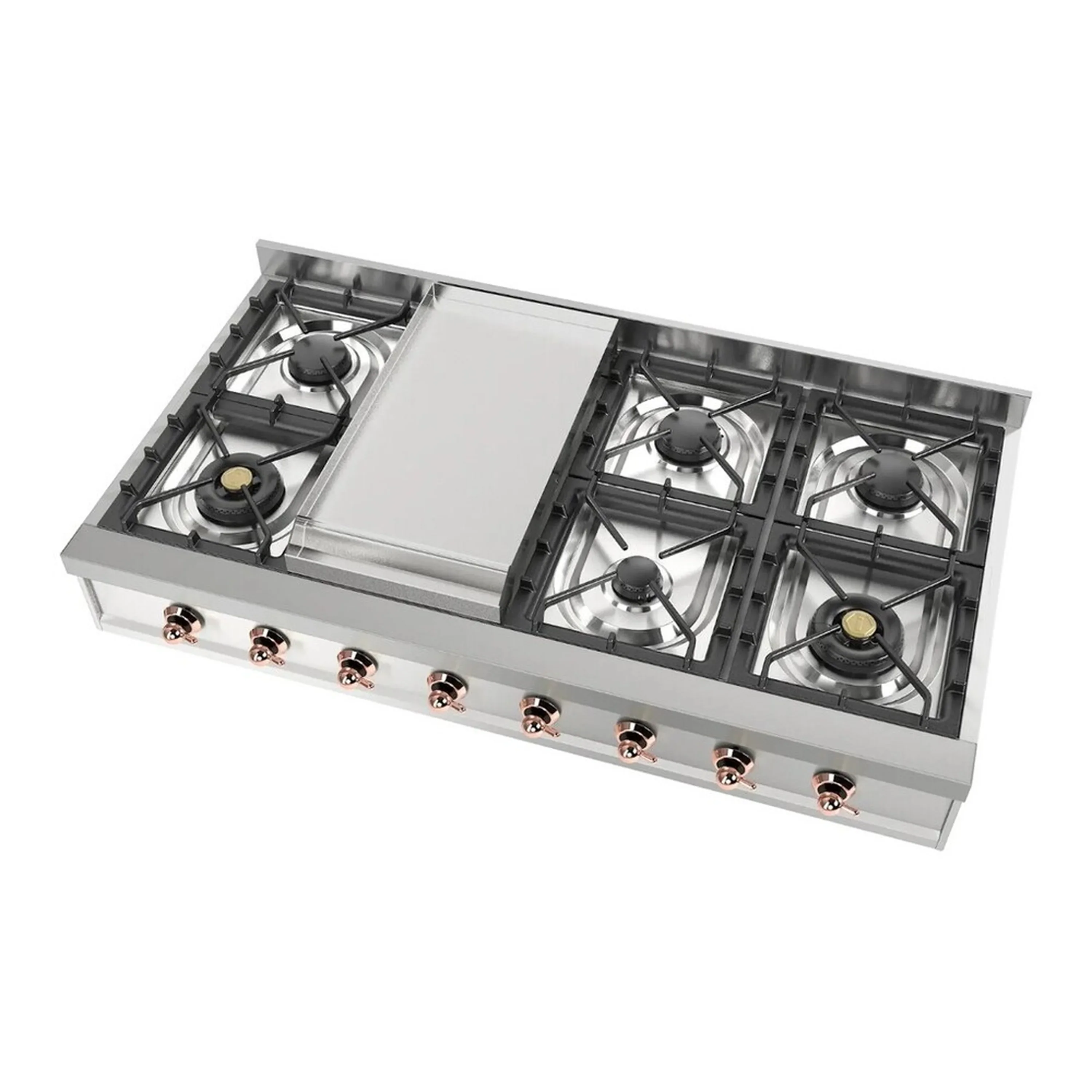 ILVE Nostalgie II 48 inch Built-In Natural Gas Rangetop with Griddle, in Stainless Steel (UHCP48FNSSP) - Image 3