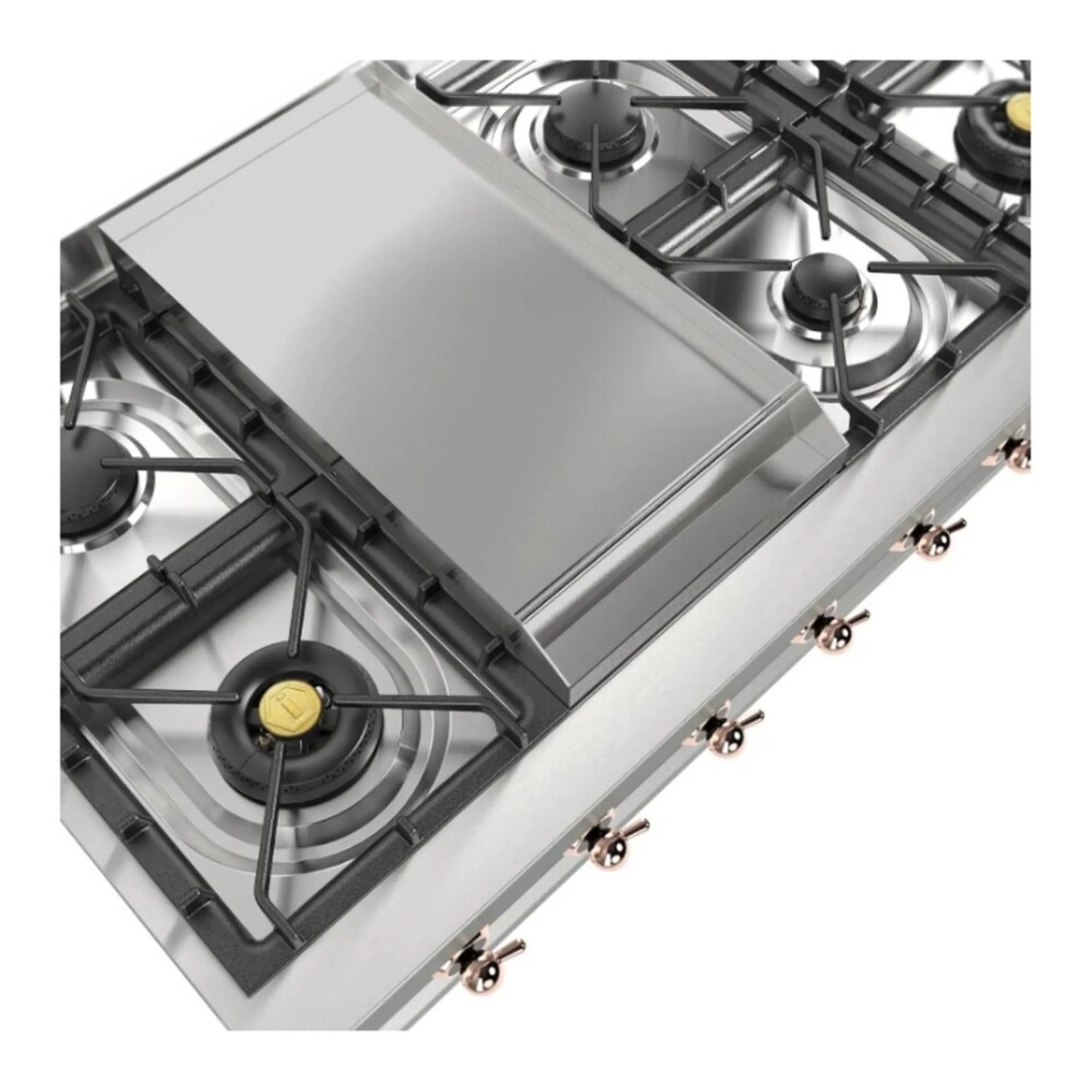 ILVE Nostalgie II 48 inch Built-In Natural Gas Rangetop with Griddle, in Stainless Steel (UHCP48FNSSP) - Image 5