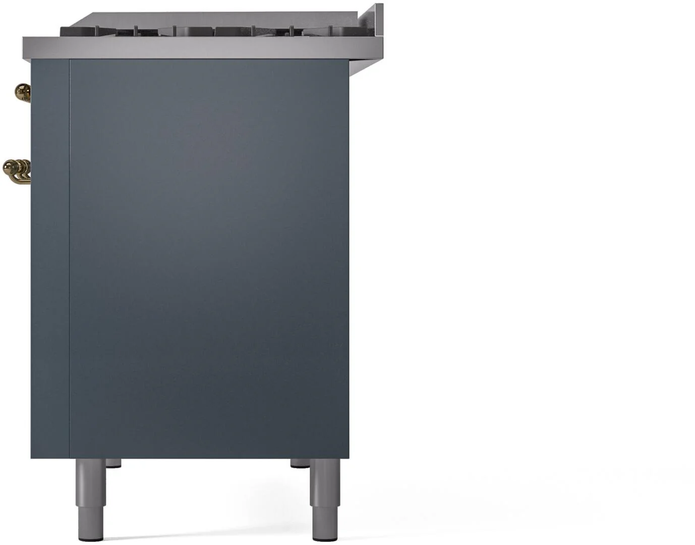 ILVE Nostalgie II 48-Inch Dual Fuel Freestanding Range in Blue Grey with Brass Trim (UP48FNMPBGGLP) - Image 10