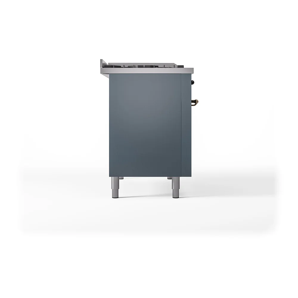 ILVE Nostalgie II 48-Inch Propane Gas Dual Fuel Range with 5 Burners, Griddle, & French Top with Triple Glass Door Oven in Blue Grey with Bronze Trim (UP48FSNMPBGBLP) - Image 9