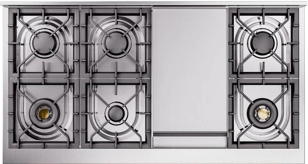 ILVE Nostalgie II 48-Inch Dual Fuel Freestanding Range in Blue Grey with Copper Trim (UP48FNMPBGPLP) - Image 4