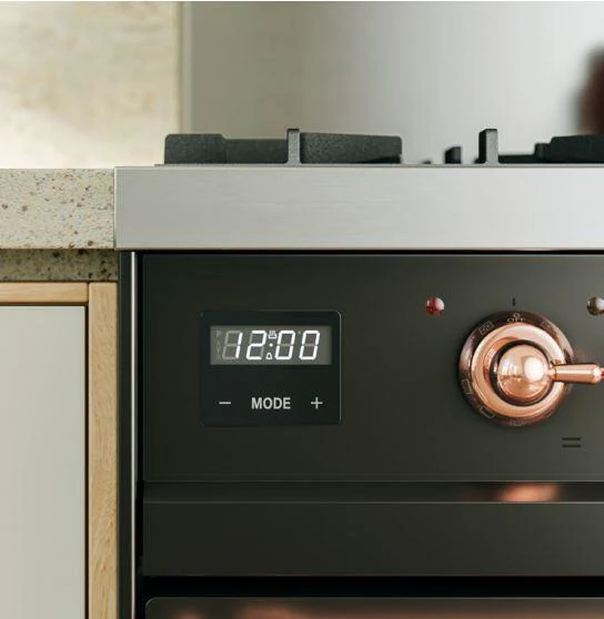 ILVE Nostalgie II 48-Inch Freestanding Natural Gas Dual Fuel Range in Matte Graphite with Bronze Trim (UP48FNMPMGB) - Image 10