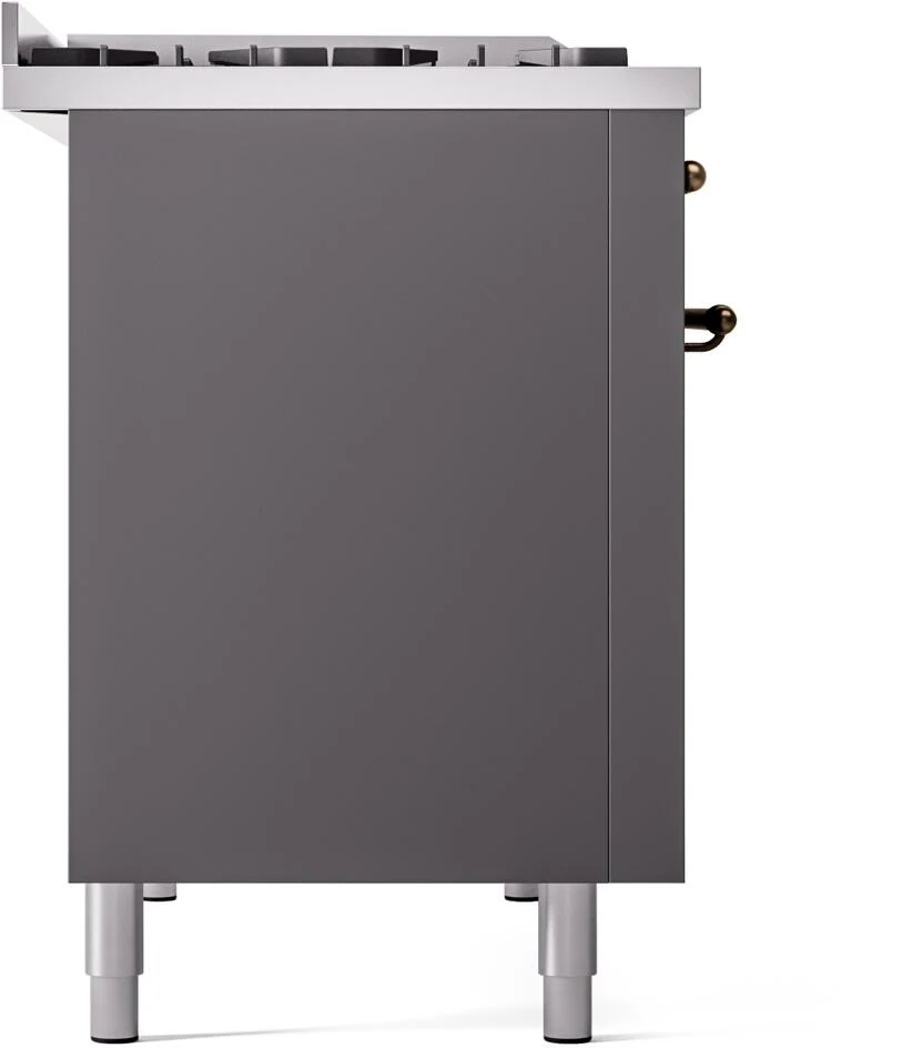 ILVE Nostalgie II 48-Inch Freestanding Natural Gas Dual Fuel Range in Matte Graphite with Bronze Trim (UP48FNMPMGB) - Image 12