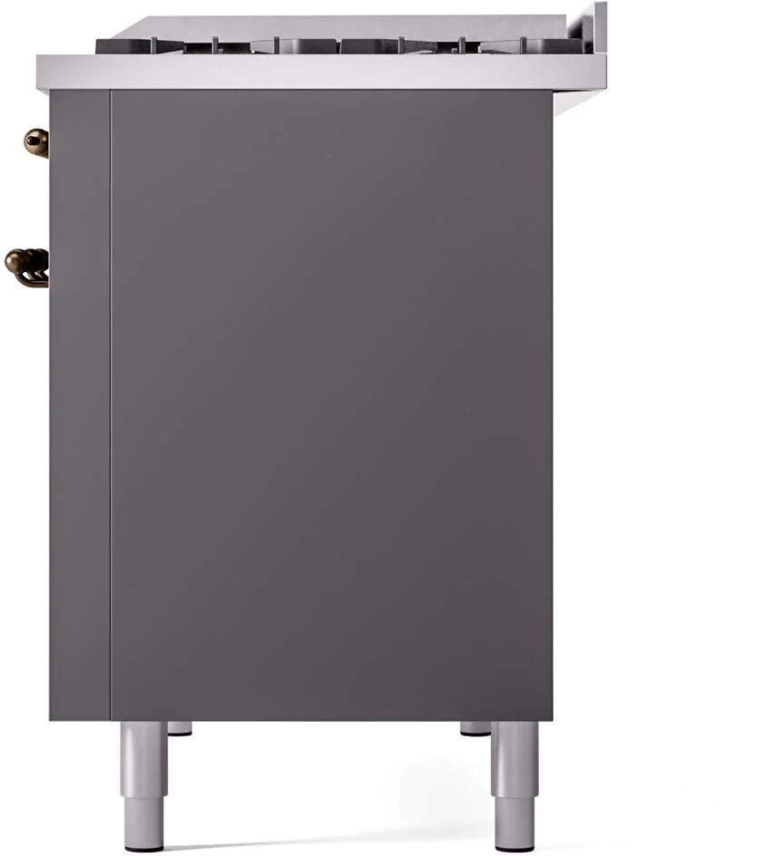 ILVE Nostalgie II 48-Inch Freestanding Natural Gas Dual Fuel Range in Matte Graphite with Bronze Trim (UP48FNMPMGB) - Image 13