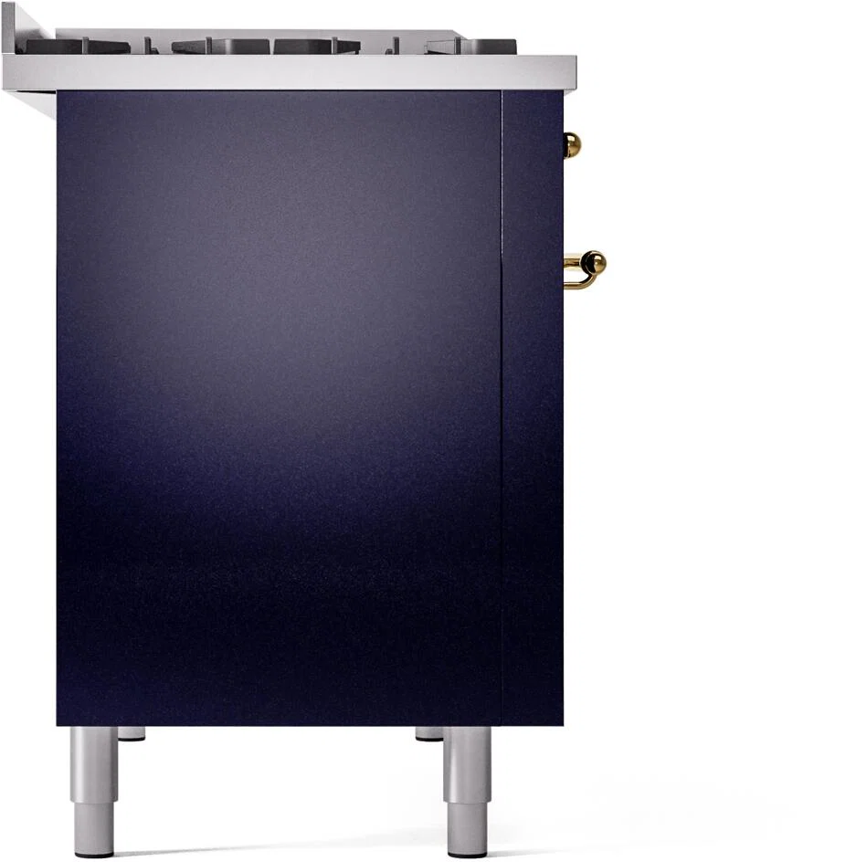ILVE Nostalgie II 48-Inch Freestanding Natural Gas Dual Fuel Range in Midnight Blue with Brass Trim (UP48FNMPMBG) - Image 13