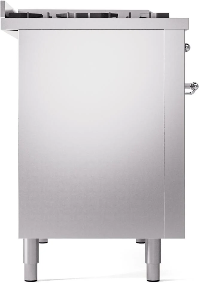 ILVE Nostalgie II 48-Inch Freestanding Natural Gas Dual Fuel Range in Stainless Steel with Chrome Trim (UP48FNMPSSC) - Image 12