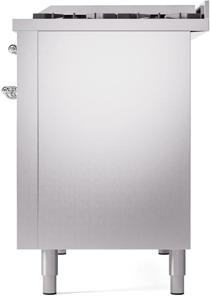 ILVE Nostalgie II 48-Inch Freestanding Natural Gas Dual Fuel Range in Stainless Steel with Chrome Trim (UP48FNMPSSC) - Image 13