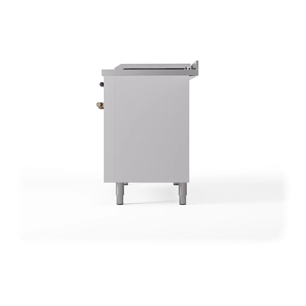 ILVE Nostalgie II 48-Inch Natural Gas Dual Fuel Range with 5 Burners, Griddle, & French Top with Triple Glass Door Oven in White with Bronze Trim (UP48FSNMPWHB) - Image 10