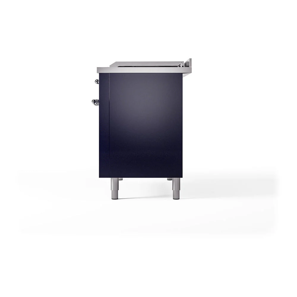 ILVE Nostalgie II 48-Inch Natural Gas Dual Fuel Range with 5 Burners, Griddle, & French Top, with Solid Door Oven in Midnight Blue with Chrome Trim (UP48FSQNMPMBC) - Image 5