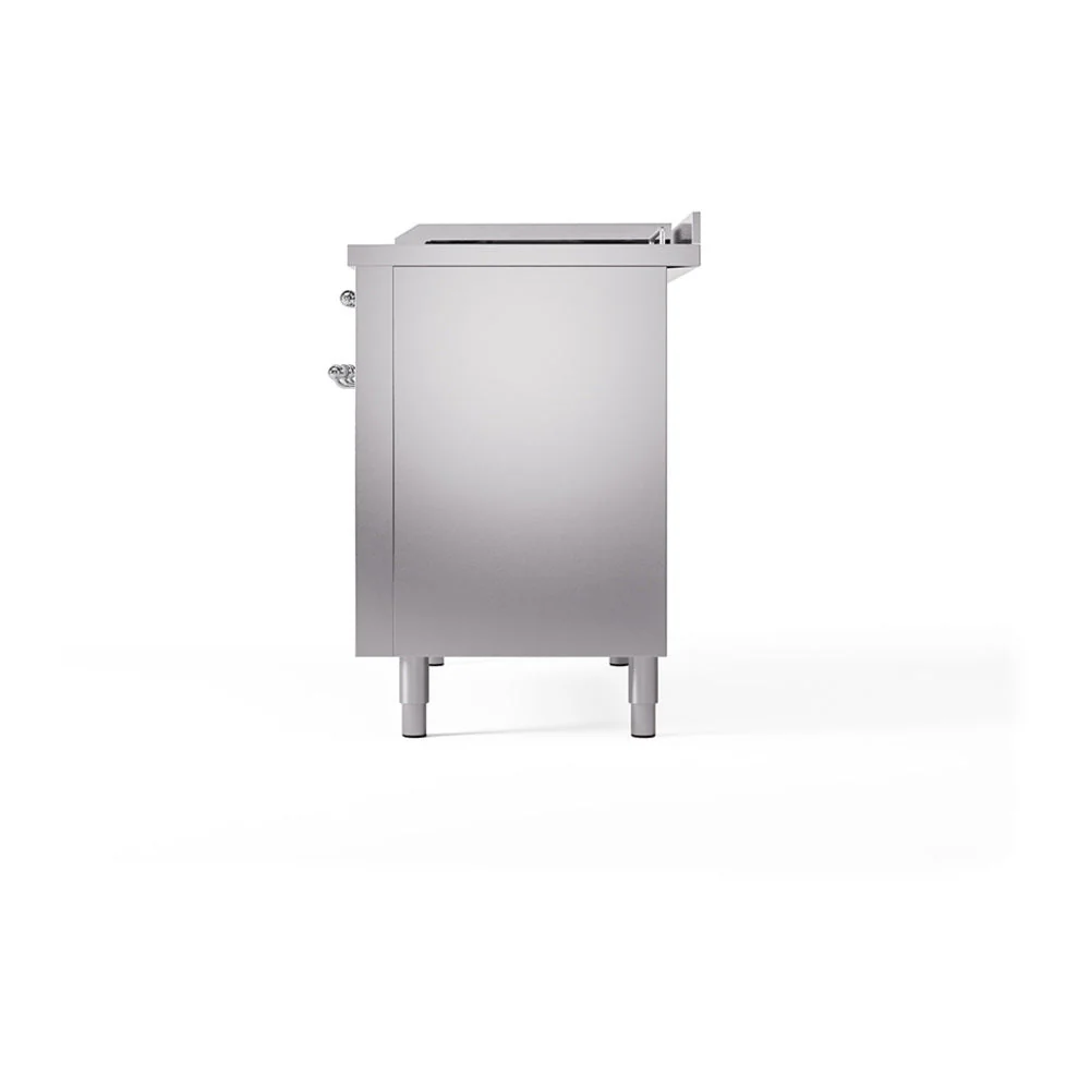 ILVE Nostalgie II 48-Inch Natural Gas Dual Fuel Range with 5 Burners, Griddle, & French Top, with Solid Door Oven in Stainless Steel with Chrome Trim (UP48FSQNMPSSC) - Image 5