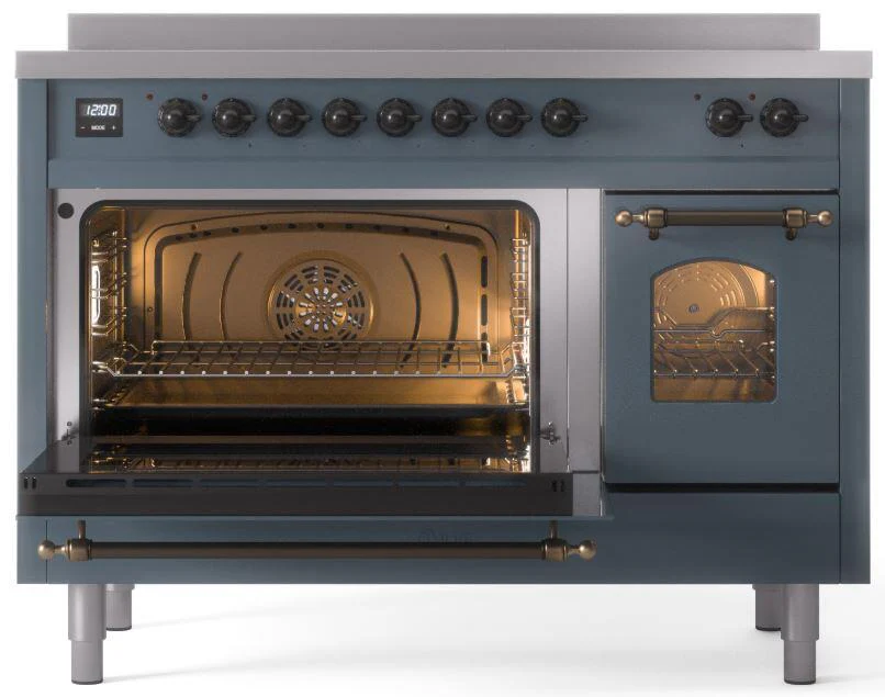 ILVE Nostalgie II 48-Inch Freestanding Electric Induction Range in Blue Grey with Bronze Trim (UPI486NMPBGB) - Image 6