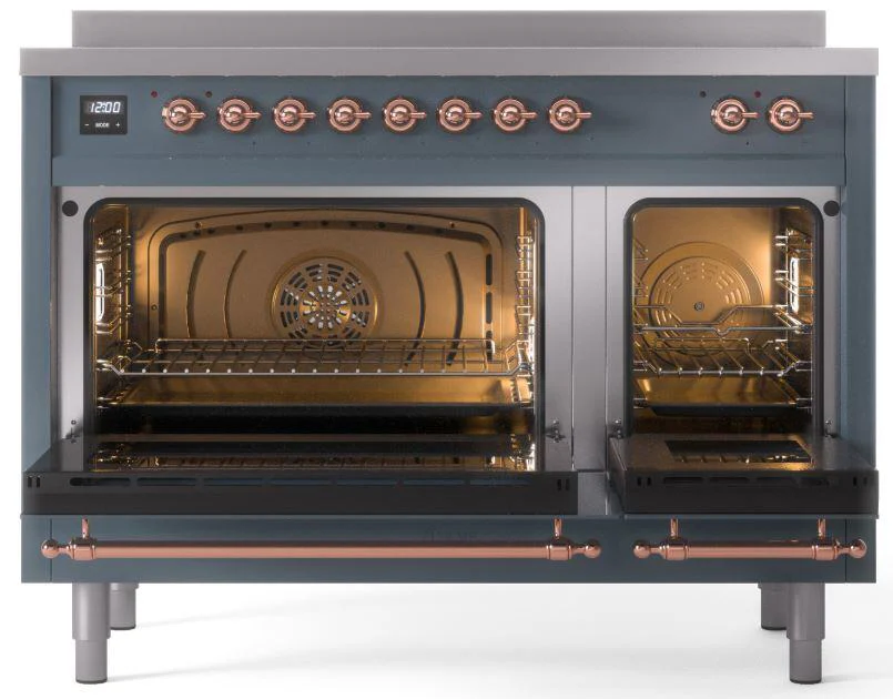ILVE Nostalgie II 48-Inch Freestanding Electric Induction Range in Blue Grey with Copper Trim (UPI486NMPBGP) - Image 5