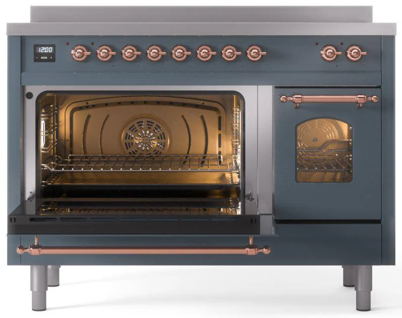 ILVE Nostalgie II 48-Inch Freestanding Electric Induction Range in Blue Grey with Copper Trim (UPI486NMPBGP) - Image 7