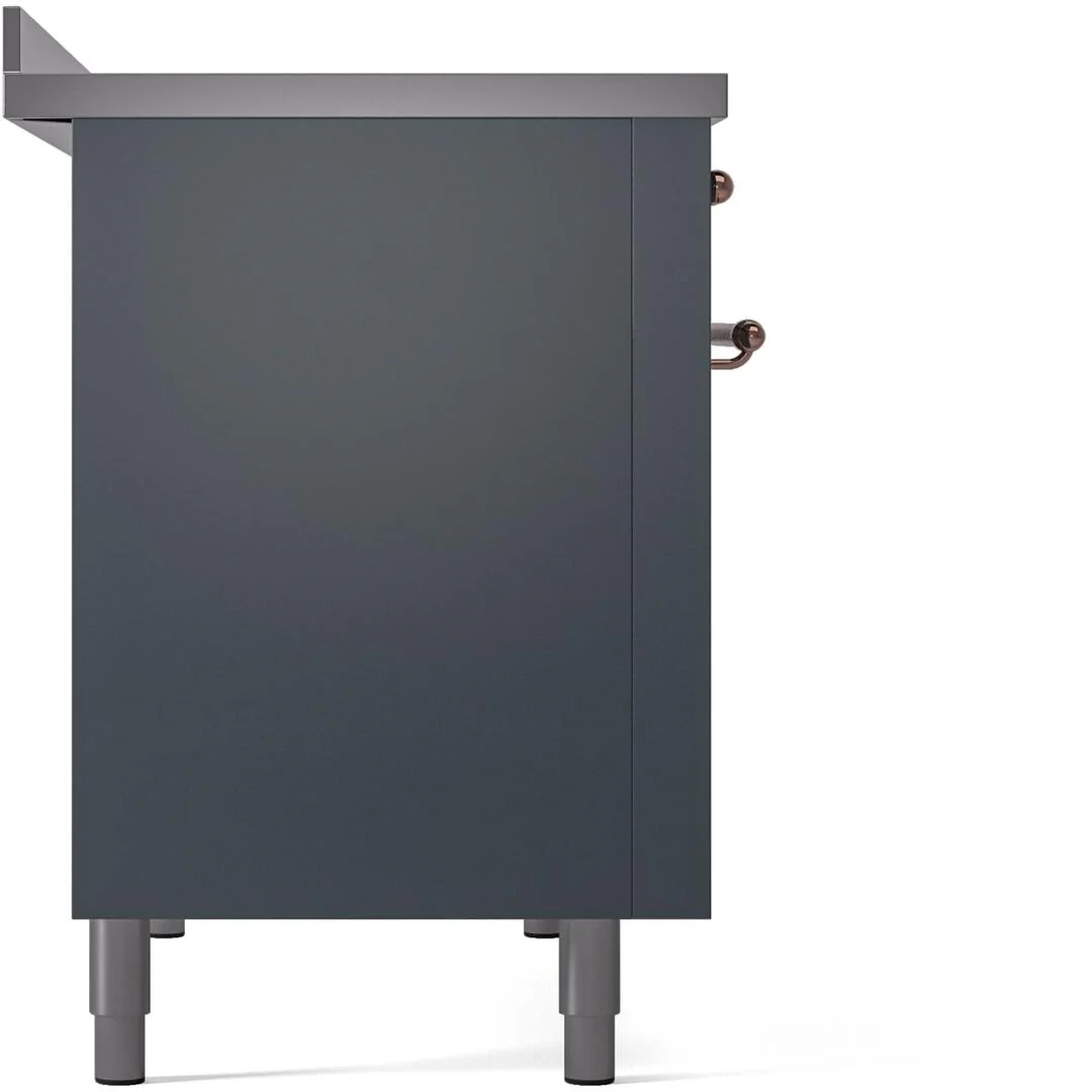 ILVE Nostalgie II 48-Inch Freestanding Electric Induction Range in Blue Grey with Copper Trim (UPI486NMPBGP) - Image 9