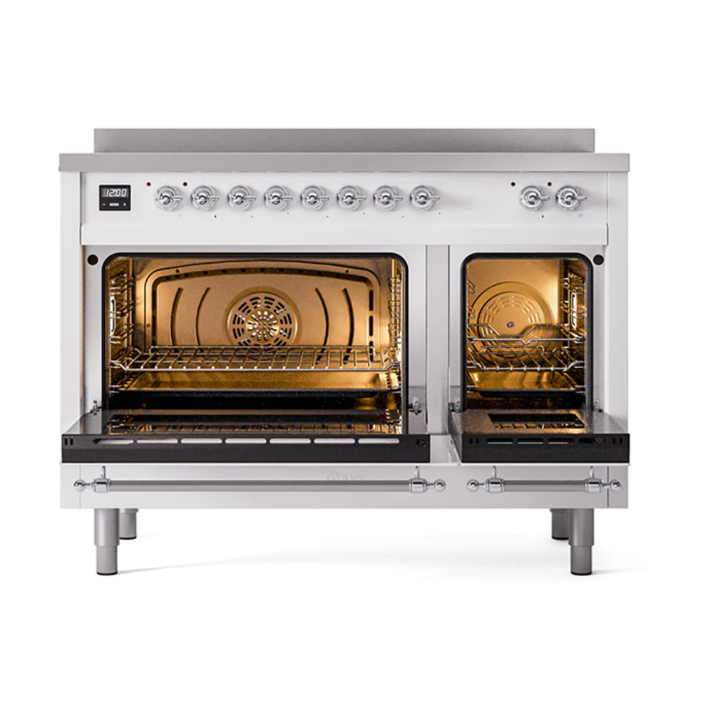 ILVE Nostalgie II 48-Inch Freestanding Electric Induction Range in Custom RAL with Chrome Trim (UPI486NMPRAC) - Image 3