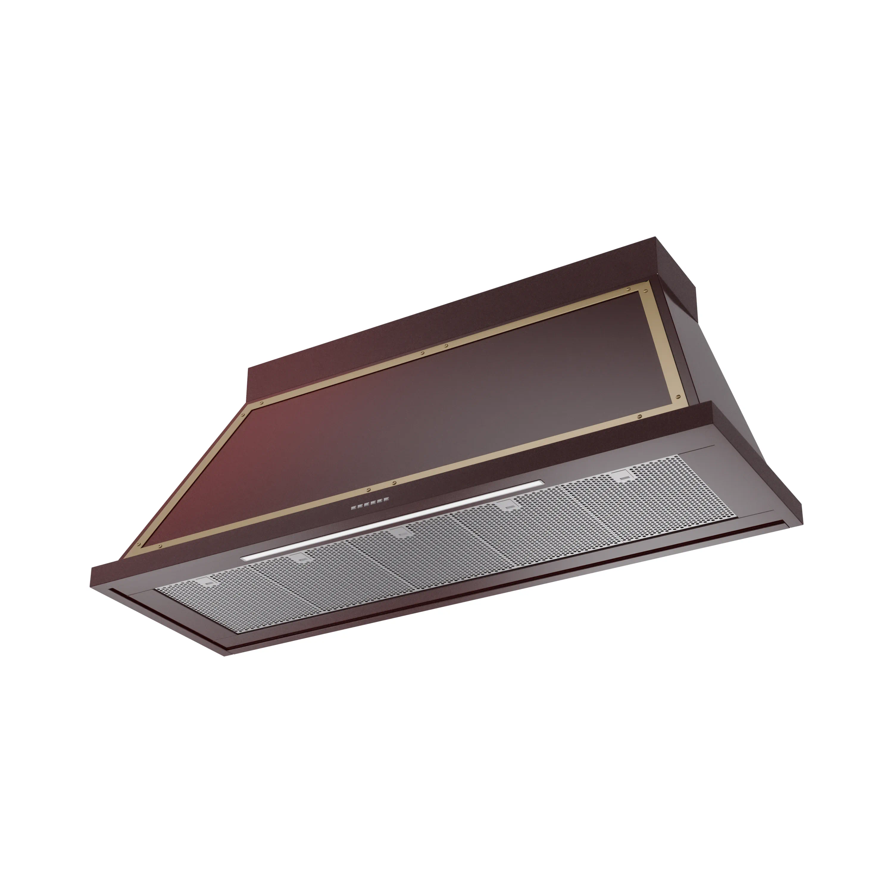 ILVE Nostalgie II 60-Inch 600 CFM Wall Mounted Range Hood in Burgundy with Brass Trim (UANB60BUG) - Image 2