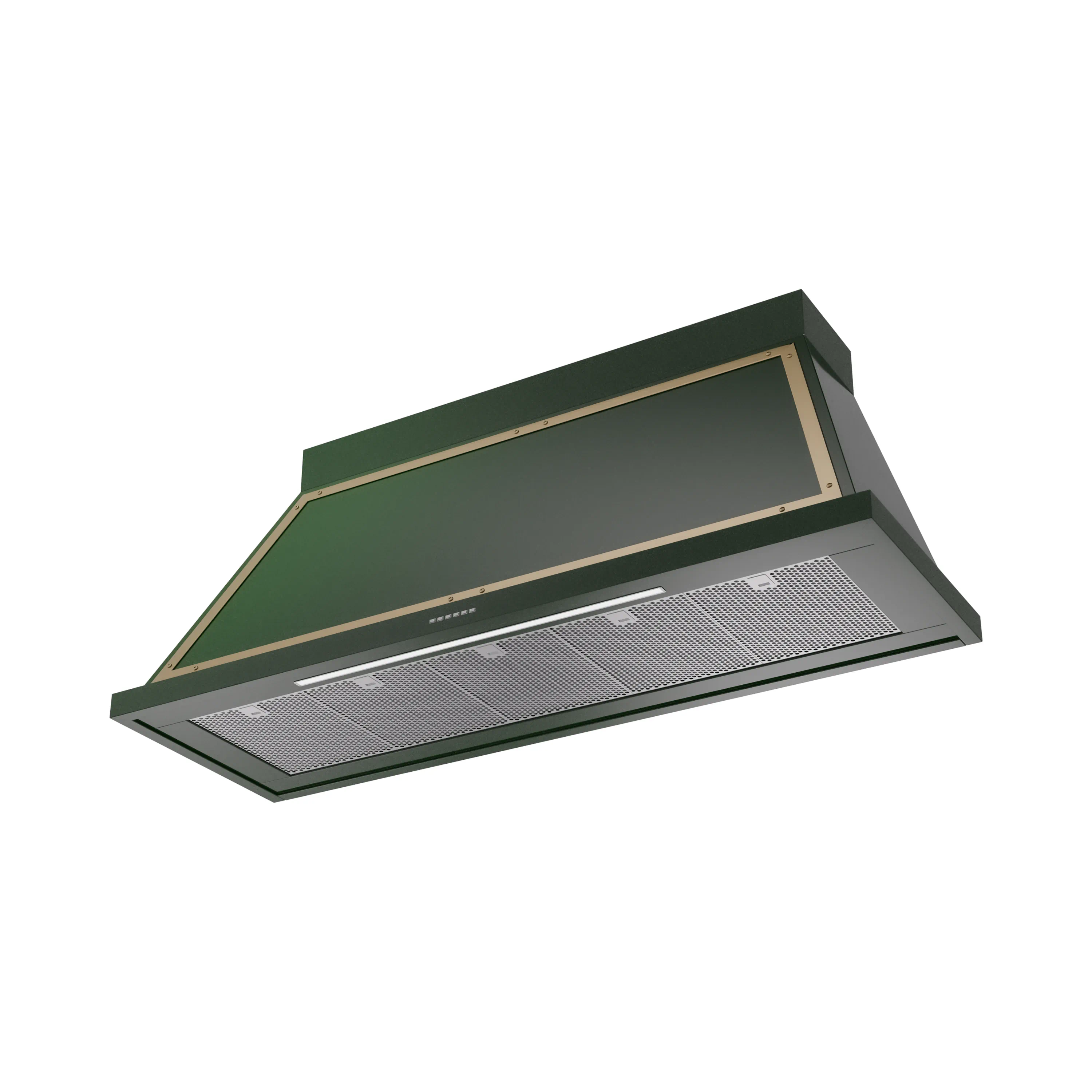 ILVE Nostalgie II 60-Inch 600 CFM Wall Mounted Range Hood in Emerald Green with Brass Trim (UANB60EGG) - Image 2