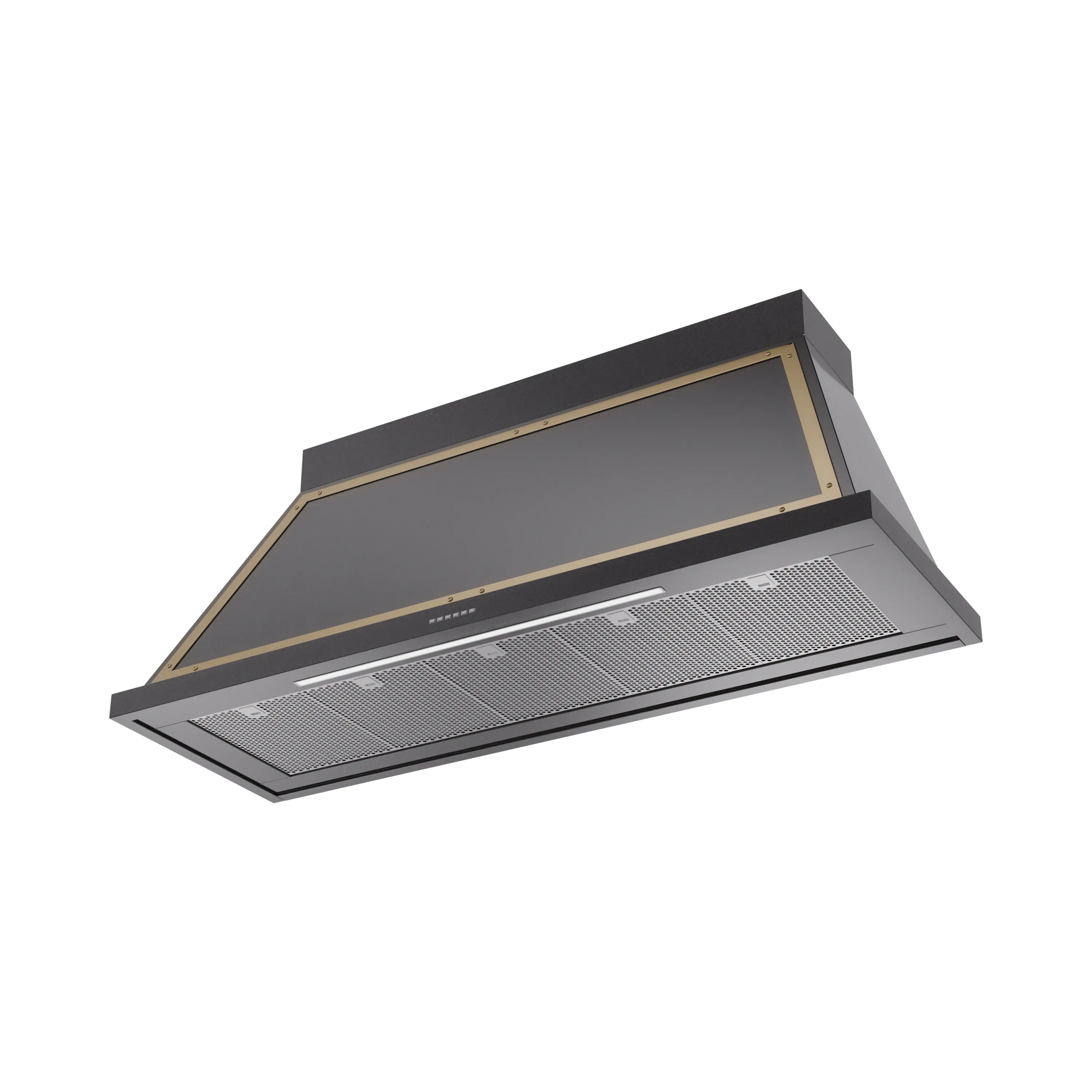 ILVE Nostalgie II 60-Inch 600 CFM Wall Mounted Range Hood in Glossy Black with Brass Trim (UANB60BKG) - Image 2