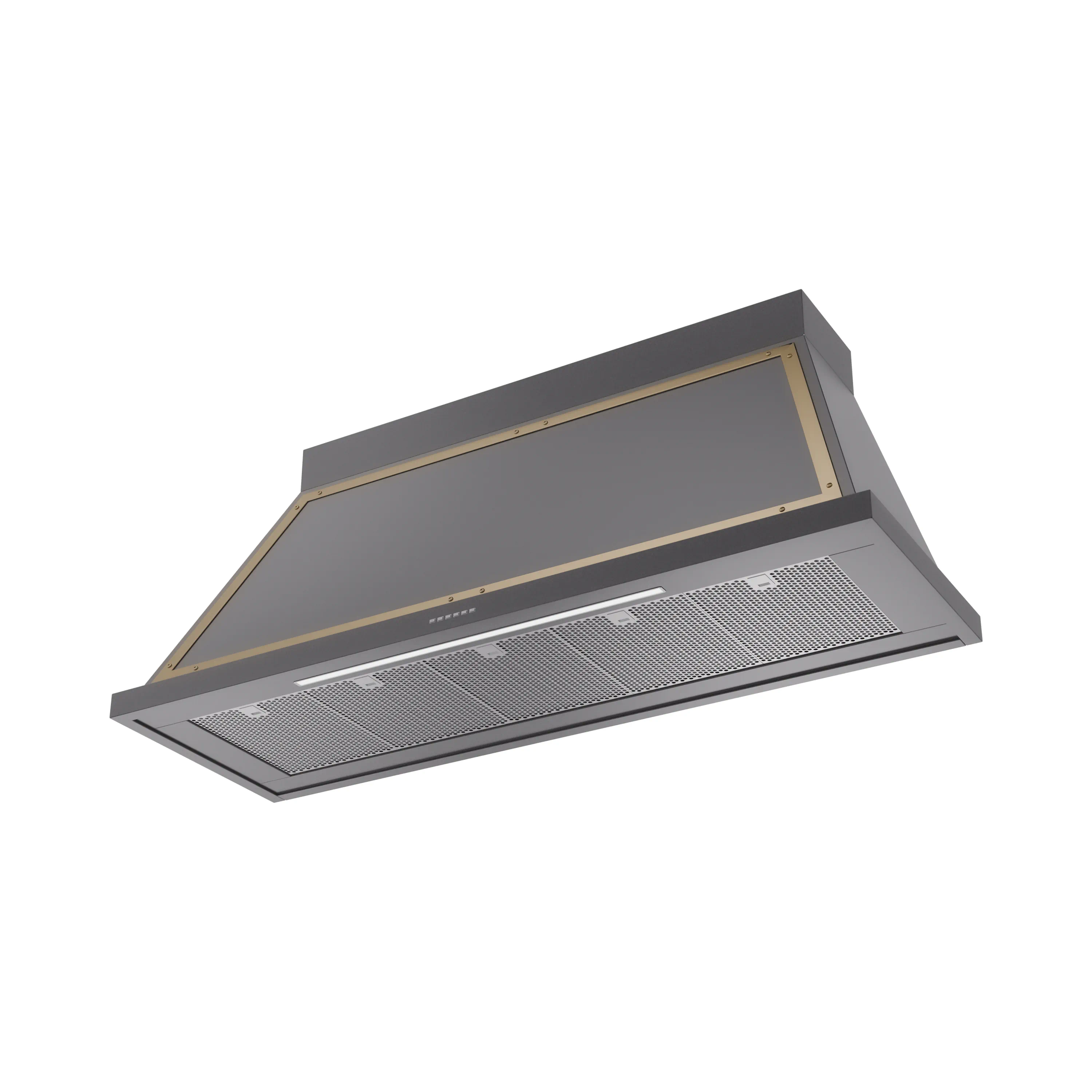 ILVE Nostalgie II 60-Inch 600 CFM Wall Mounted Range Hood in Graphite Matte with Brass Trim (UANB60MGG) - Image 2