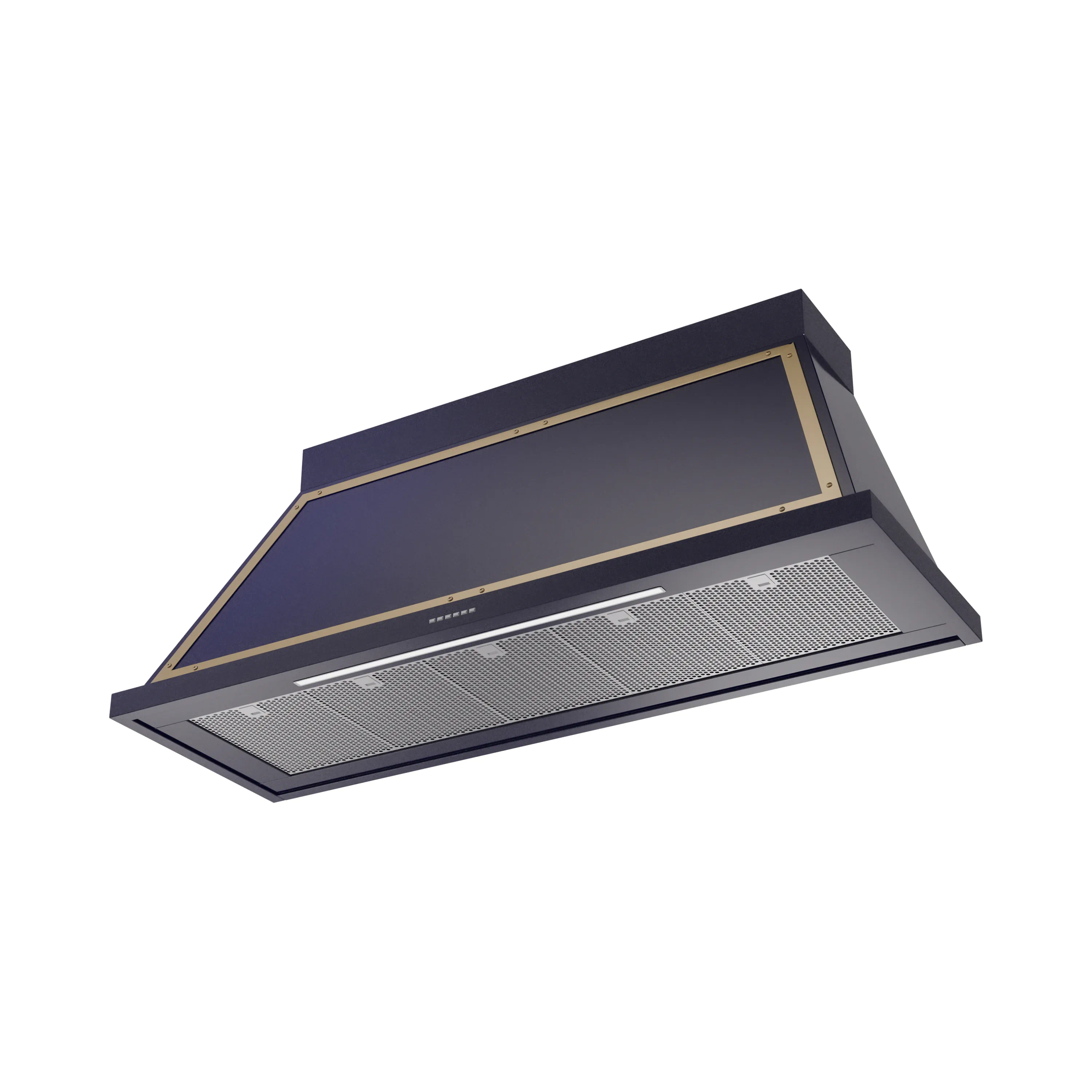 ILVE Nostalgie II 60-Inch 600 CFM Wall Mounted Range Hood in Midnight Blue with Brass Trim (UANB60MBG) - Image 2