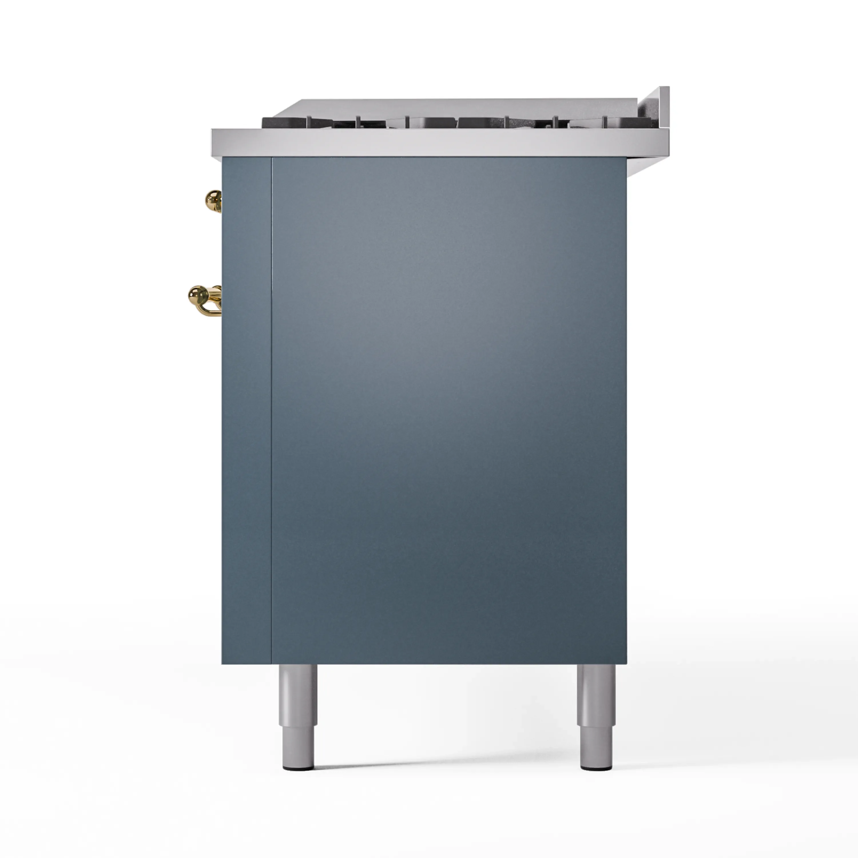 ILVE Nostalgie II 60-Inch Dual Fuel Freestanding Range in Blue Grey with Brass Trim (UP60FNMPBGGLP) - Image 10