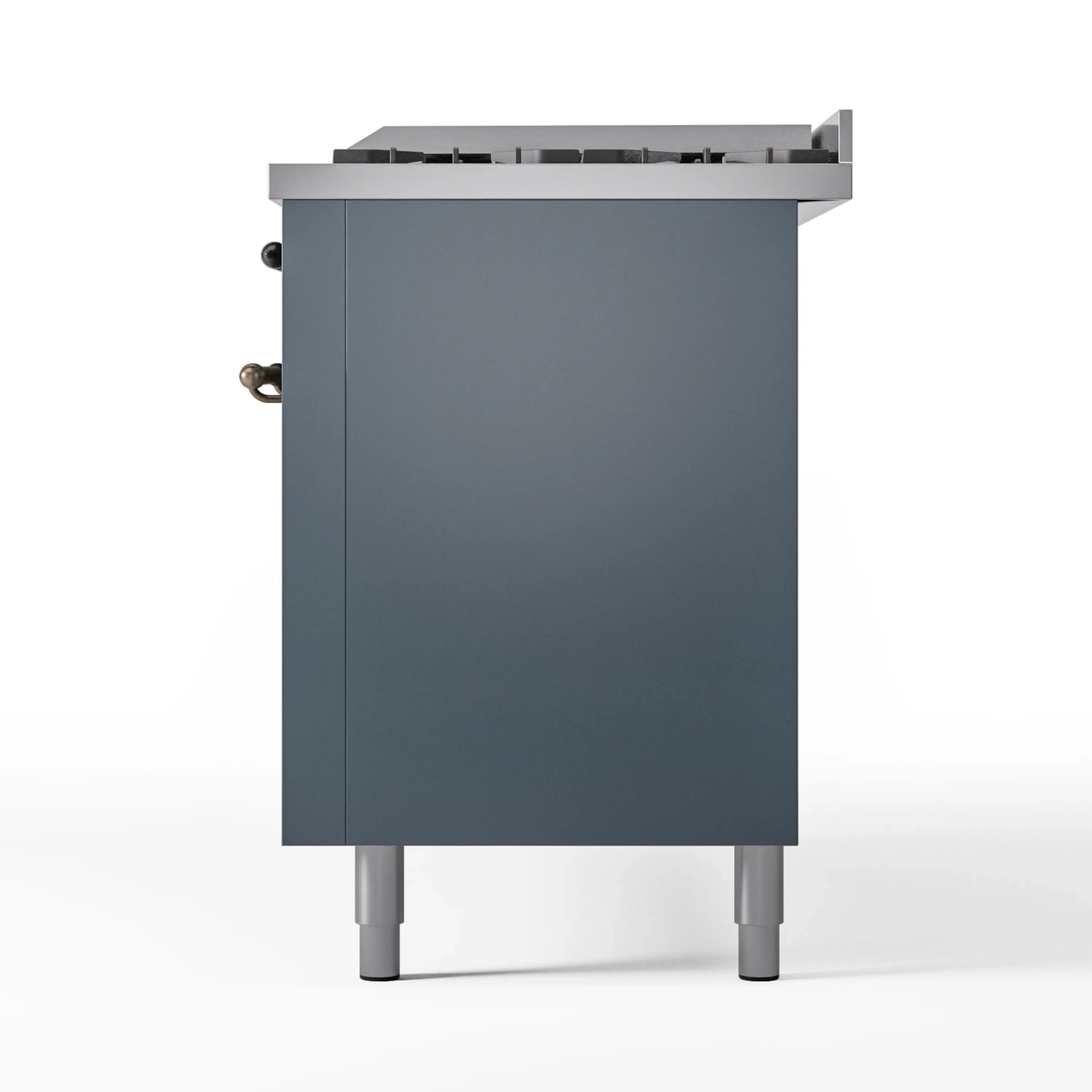 ILVE 60-Inch Nostalgie II Propane Gas Dual Fuel Range with 9 Burners, Griddle and Triple Glass Door Oven in Blue Grey with Bronze Trim (UP60FNMPBGBLP) - Image 9