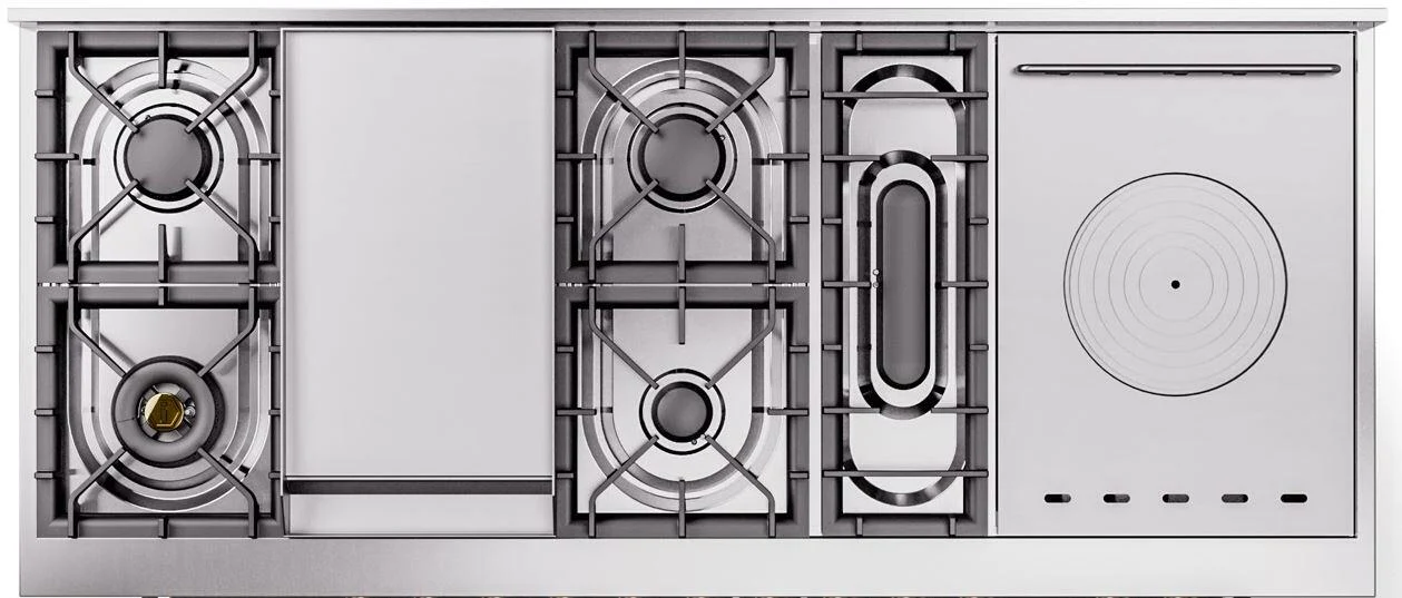 ILVE Nostalgie II 60-Inch Natural Gas Dual Fuel Range with 7 Burners, Griddle, & French Top with Triple Glass Door Oven in Custom RAL with Chrome Trim (UP60FSNMPRAC) - Image 2