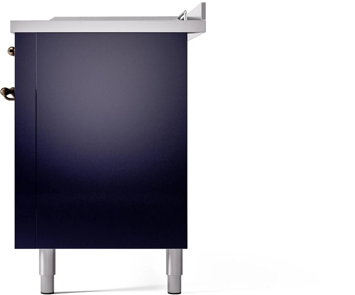 ILVE Nostalgie II 60-Inch Natural Gas Dual Fuel Range with 7 Burners, Griddle, & French Top with Triple Glass Door Oven in Midnight Blue with Bronze Trim (UP60FSNMPMBB) - Image 11
