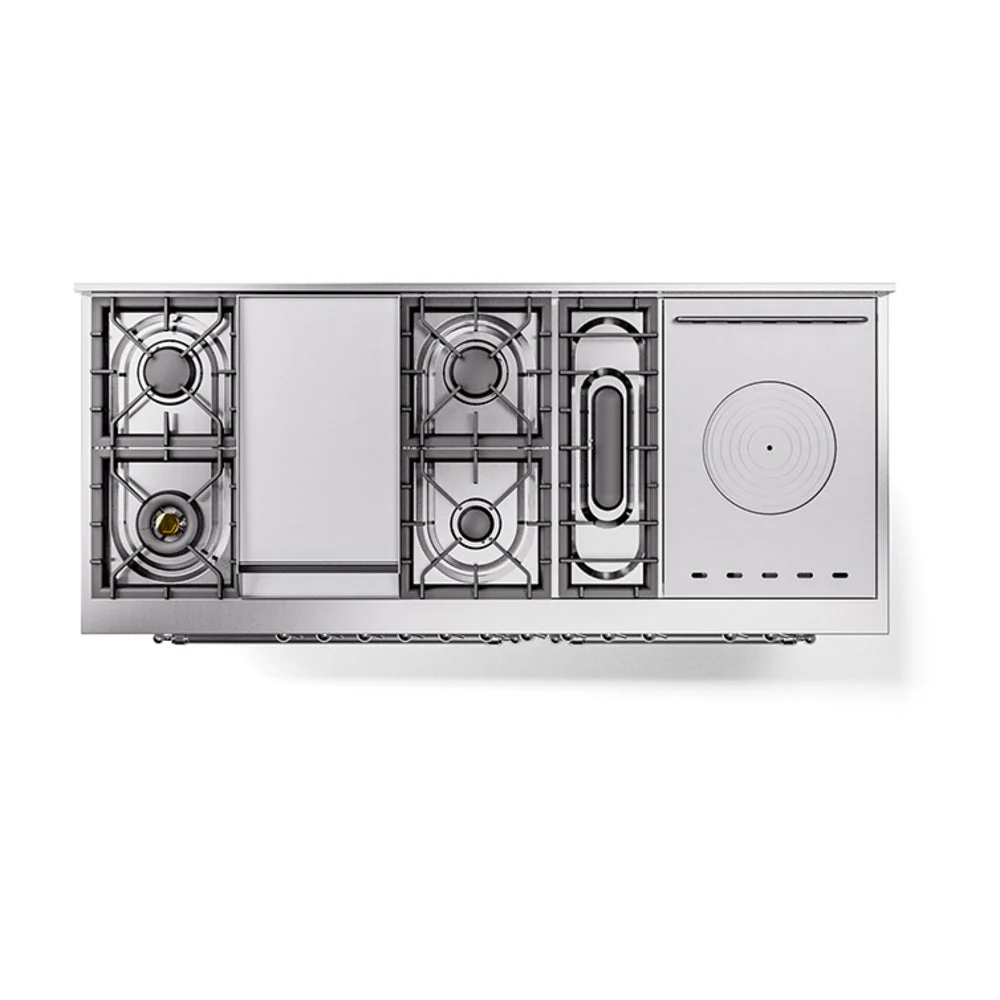 ILVE Nostalgie II 60-Inch Natural Gas Dual Fuel Range with 7 Burners, Griddle, & French Top with Solid Door Oven in Custom RAL with Chrome Trim (UP60FSQNMPRAC) - Image 3