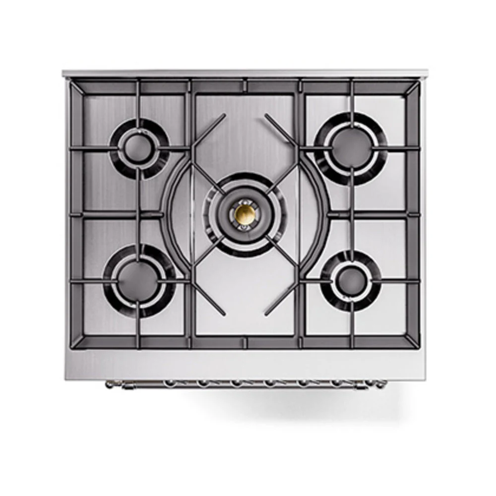 ILVE Nostalgie II Noblesse 30-Inch Natural Gas Dual Fuel Range with Solid Door in Antique White with Chrome Trim (UN30QNMPAWC) - Image 3