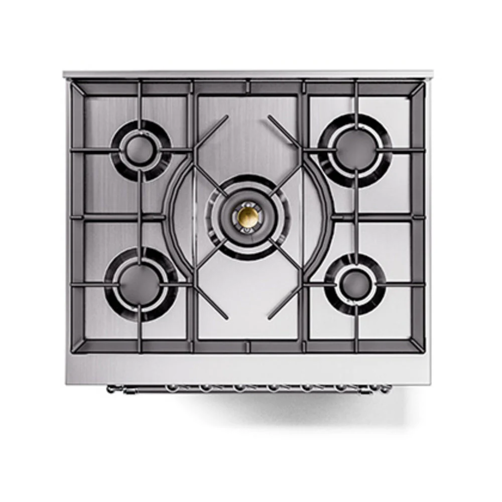 ILVE Nostalgie II Noblesse 30-Inch Natural Gas Dual Fuel Range with Solid Door in Burgundy with Chrome Trim (UN30QNMPBUC) - Image 3