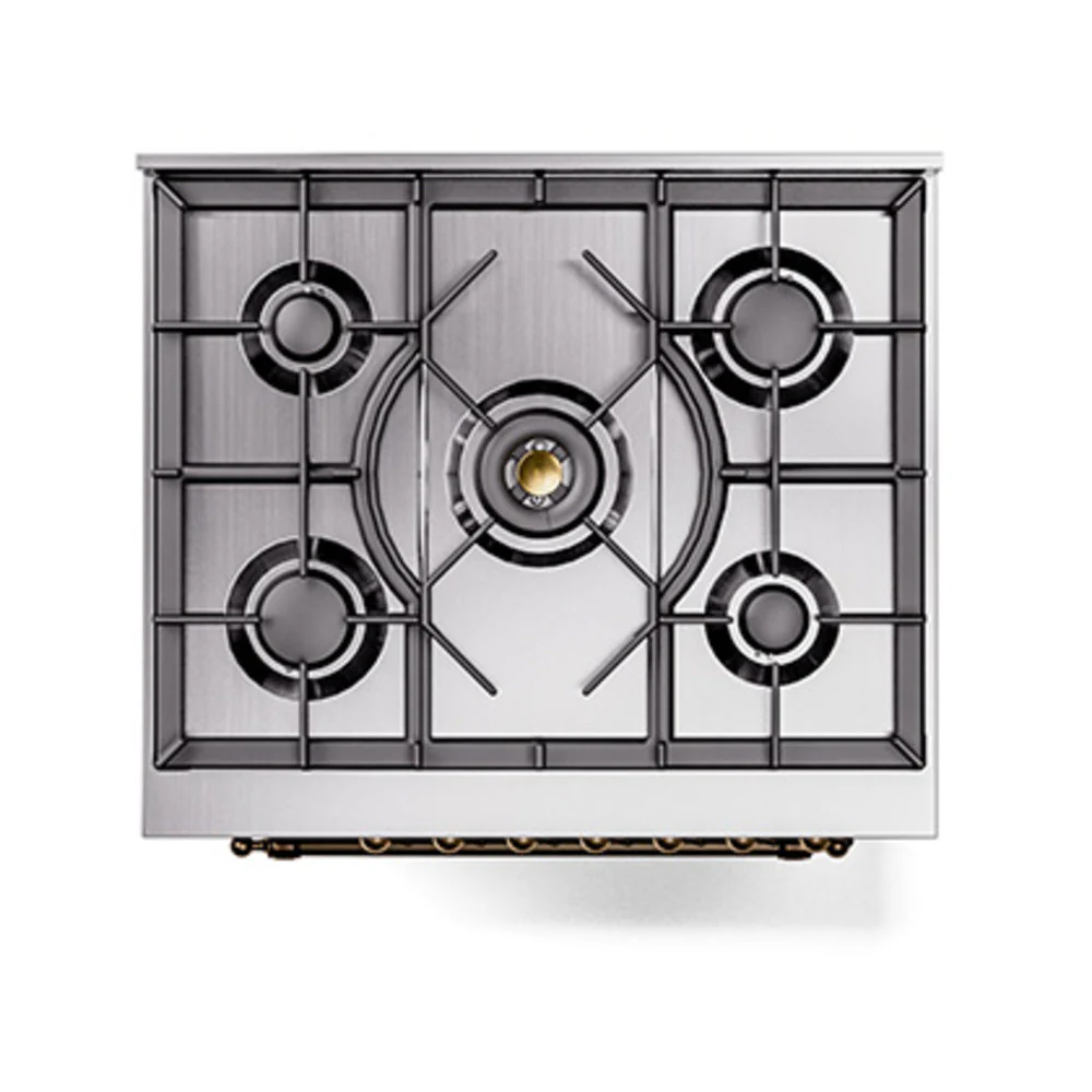 ILVE Nostalgie II Noblesse 30-Inch Natural Gas Dual Fuel Range with Solid Door in Custom RAL with Bronze Trim (UN30QNMPRAB) - Image 3