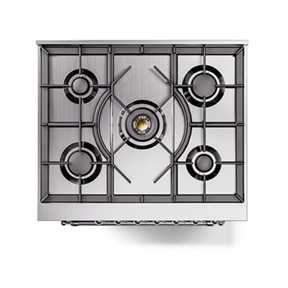 ILVE Nostalgie II Noblesse 30-Inch Natural Gas Dual Fuel Range with Solid Door in Midnight Blue with Chrome Trim (UN30QNMPMBC) - Image 3