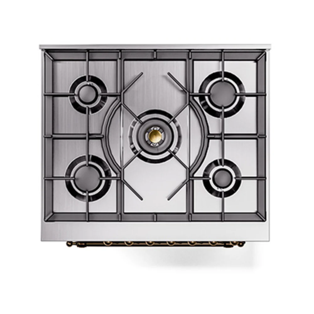 ILVE Nostalgie II Noblesse 30-Inch Natural Gas Dual Fuel Range with Solid Door in White with Bronze Trim (UN30QNMPWHB) - Image 3