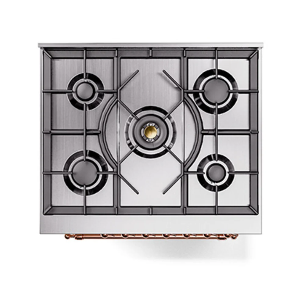 ILVE Nostalgie II Noblesse 30-Inch Natural Gas Dual Fuel Range with Triple Glass Door in Antique White with Copper Trim (UN30NMPAWP) - Image 4
