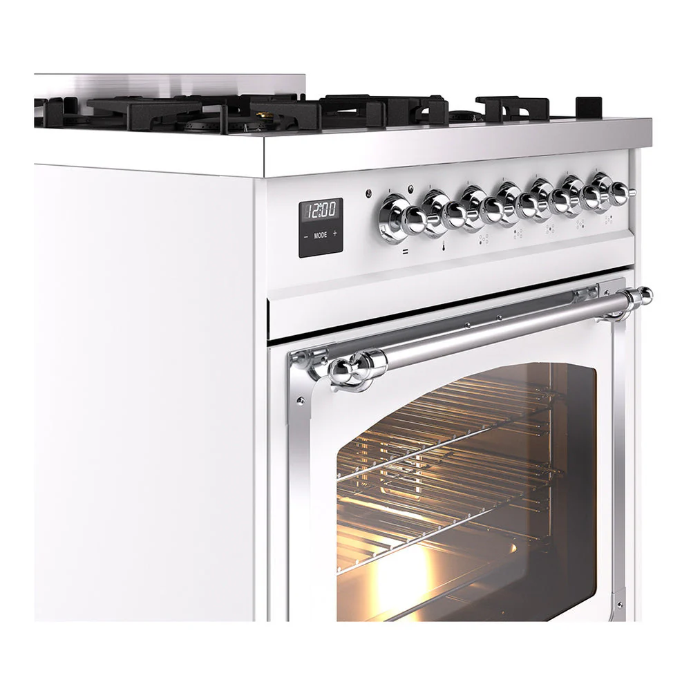 ILVE Nostalgie II Noblesse 30-Inch Natural Gas Dual Fuel Range with Triple Glass Door in Custom RAL with Chrome Trim (UN30NMPRAC) - Image 3