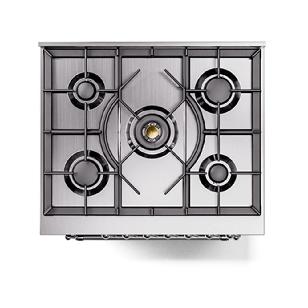 ILVE Nostalgie II Noblesse 30-Inch Natural Gas Dual Fuel Range with Triple Glass Door in Emerald Green with Chrome Trim (UN30NMPEGC) - Image 4