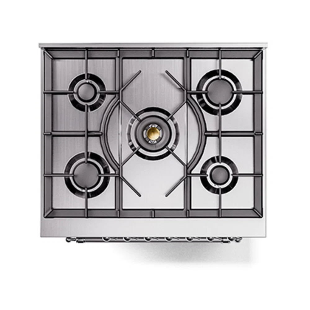 ILVE Nostalgie II Noblesse 30-Inch Natural Gas Dual Fuel Range with Triple Glass Door in Stainless Steel with Chrome Trim (UN30NMPSSC) - Image 4