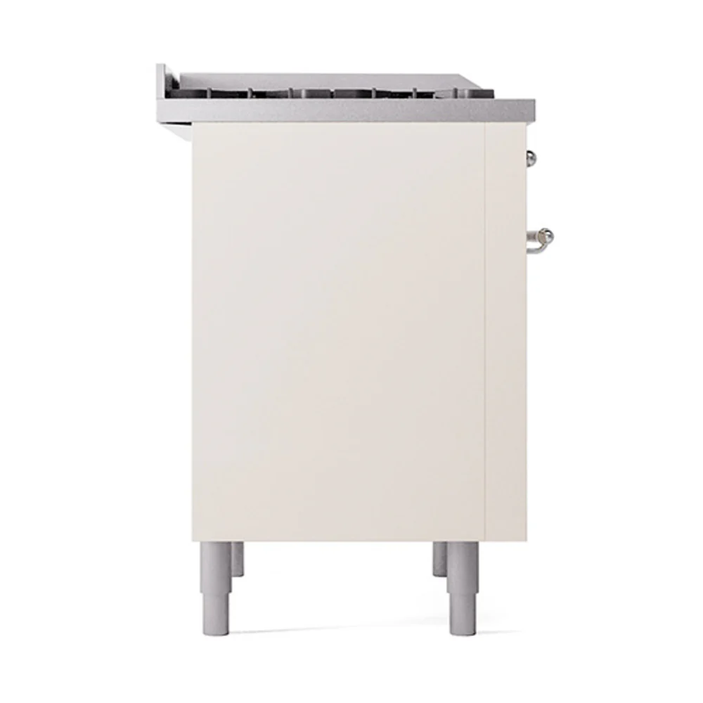 ILVE Nostalgie II Noblesse 36-Inch Natural Gas Dual Fuel Range and Solid Door Oven in Antique White with Chrome Trim (UN36FQNMPAWC) - Image 5