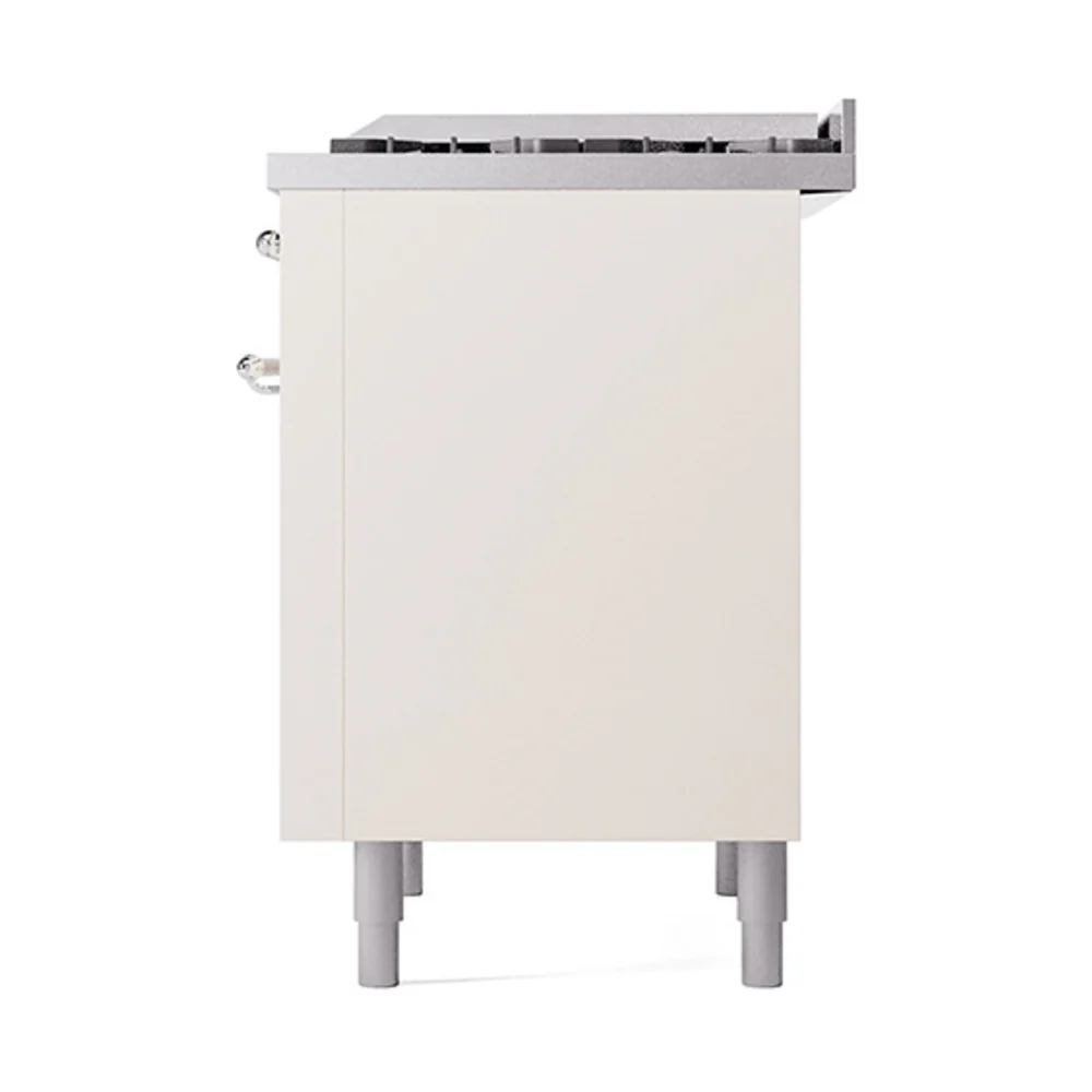 ILVE Nostalgie II Noblesse 36-Inch Natural Gas Dual Fuel Range and Solid Door Oven in Antique White with Chrome Trim (UN36FQNMPAWC) - Image 6