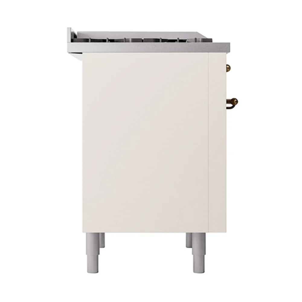 ILVE Nostalgie II Noblesse 36-Inch Natural Gas Dual Fuel Range and Solid Door Oven in Antique White with Bronze Trim (UN36FQNMPAWB) - Image 5