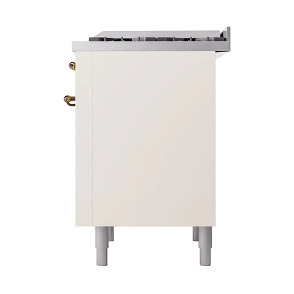 ILVE Nostalgie II Noblesse 36-Inch Natural Gas Dual Fuel Range and Solid Door Oven in Antique White with Bronze Trim (UN36FQNMPAWB) - Image 6