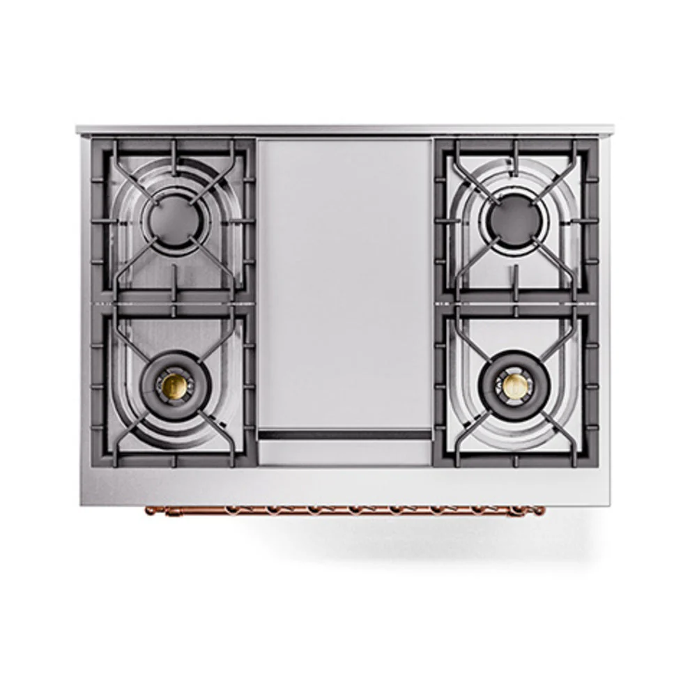 ILVE Nostalgie II Noblesse 36-Inch Natural Gas Dual Fuel Range and Solid Door Oven in Antique White with Copper Trim (UN36FQNMPAWP) - Image 3
