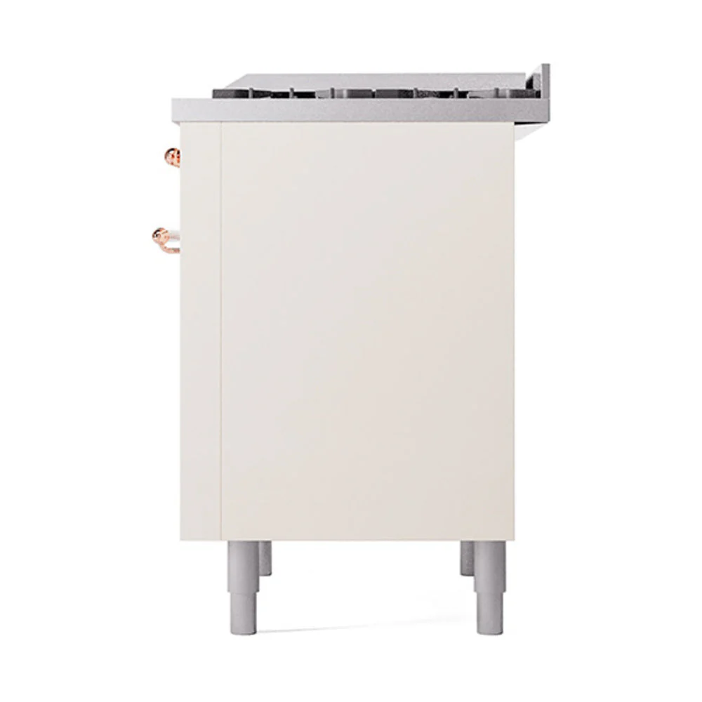 ILVE Nostalgie II Noblesse 36-Inch Natural Gas Dual Fuel Range and Solid Door Oven in Antique White with Copper Trim (UN36FQNMPAWP) - Image 6